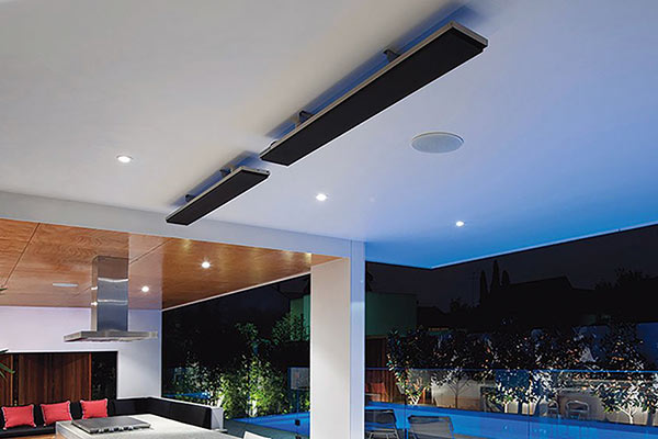 outdoor strip heaters under a patio