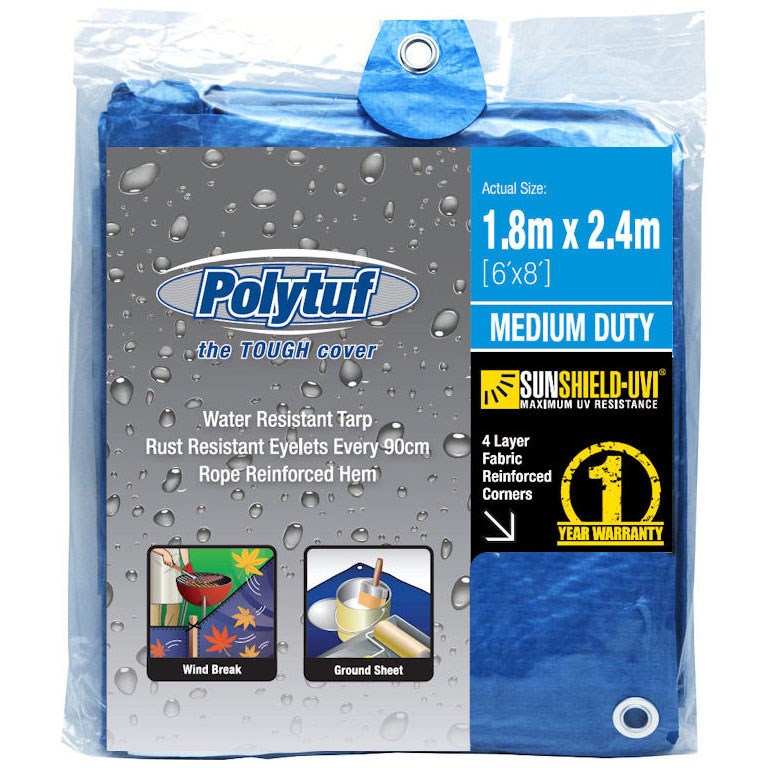 Medium Duty Blue Poly Tarp - 1.8m x 2.4m