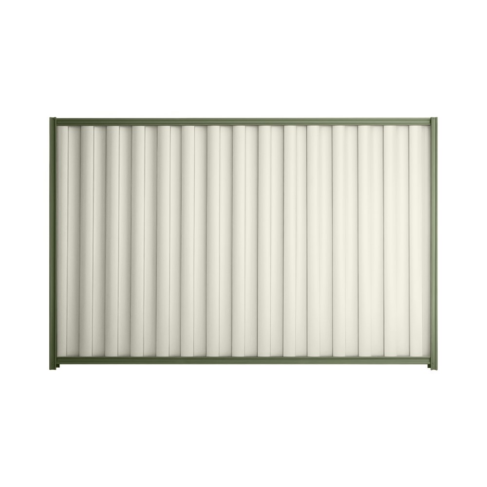 Good Neighbour® Wavelok® 1800mm High Fence Panel Sheet: Off White Post/Track: Mist Green