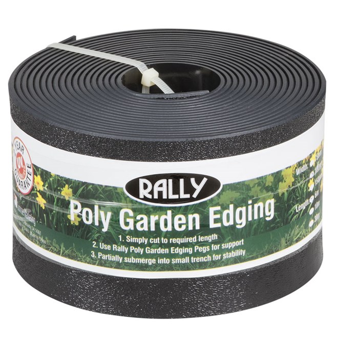 Rally 100mm x 6m Black Poly Garden Edging