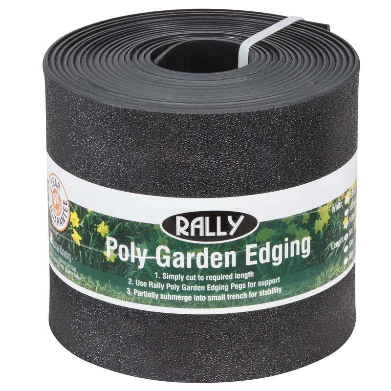 Rally 150mm x 6m Black Poly Garden Edging