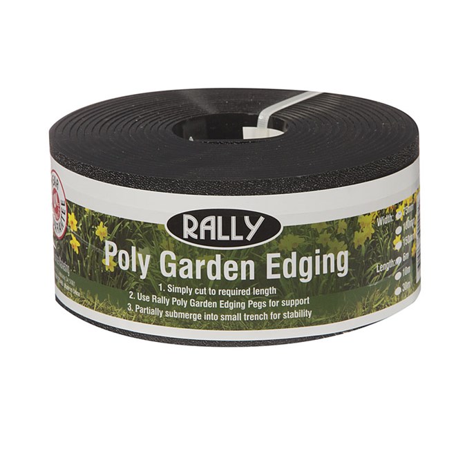 Rally 75mm x 6m Black Poly Garden Edging