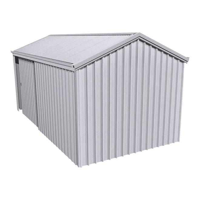 Domestic Gable Roof Shed Single Garage 3.16 x 6.21 x 2.4m Gutter Side Sliding Door Zinc/Al